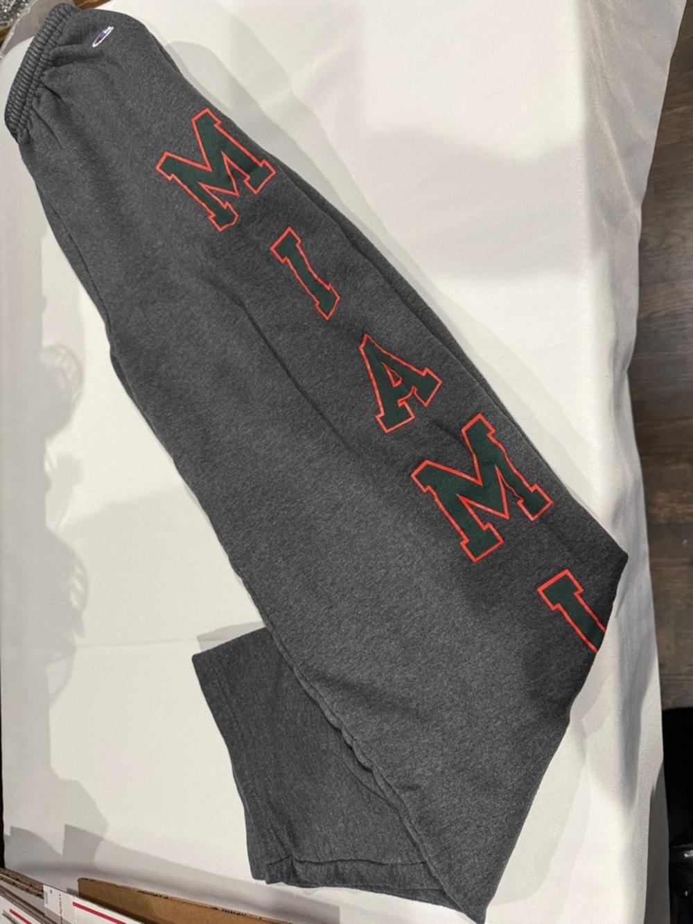Champion Dark Gray Joggers with Red 'MIAMI' Lettering